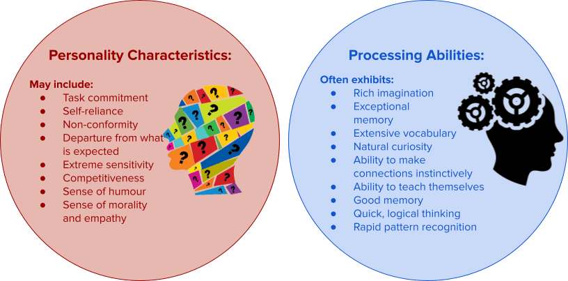 Diagram of common characteristics of gifted learners